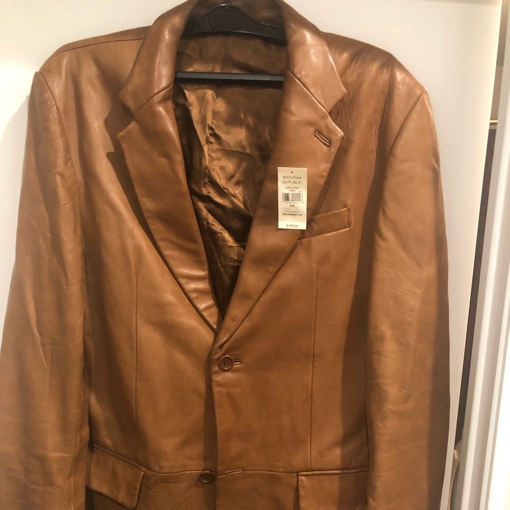 Men 44R 100% Leather Blazer by Banana Republic